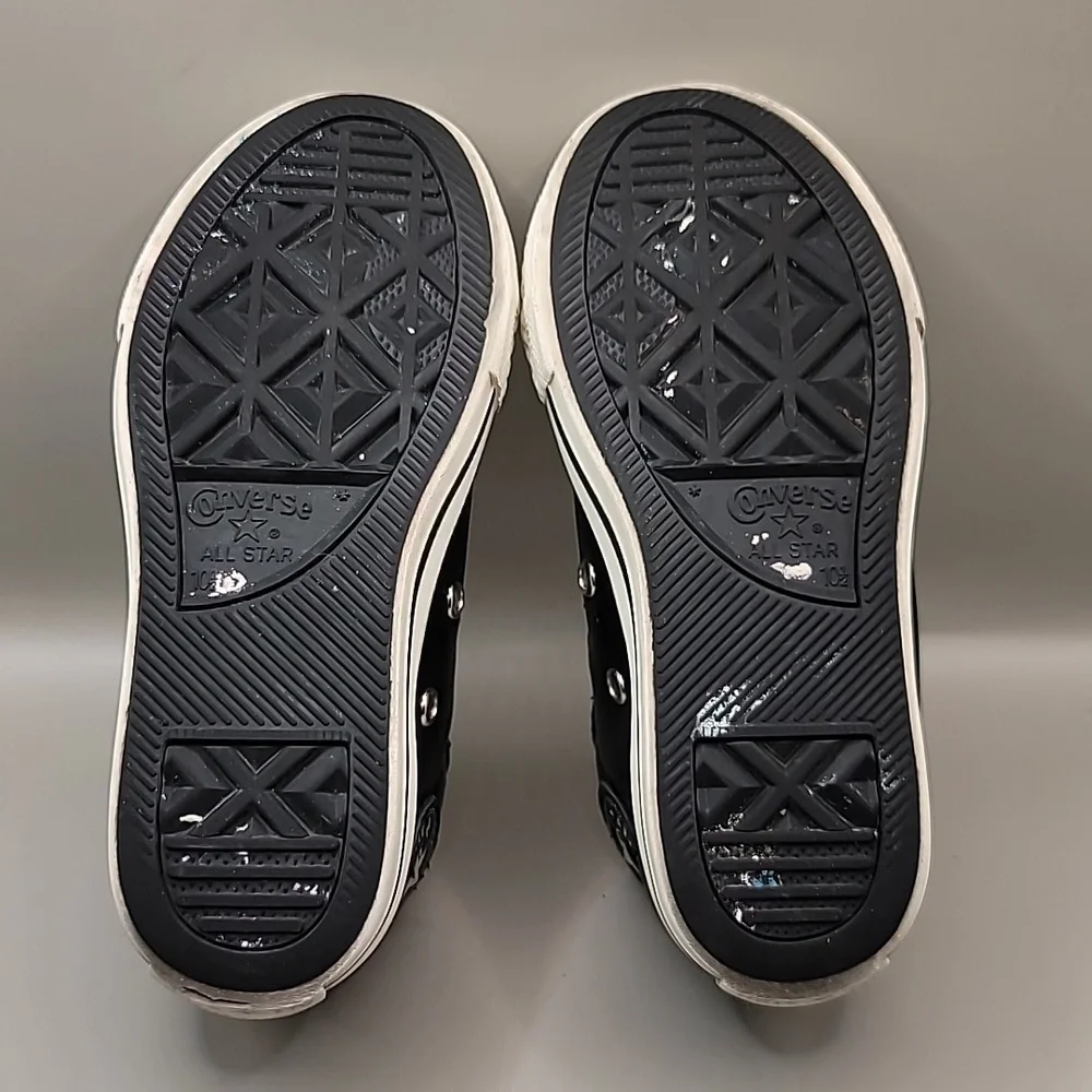 Converse All Star Chuck Taylor Mid Sneakers Junior Kids Size 10.5 Black Leather